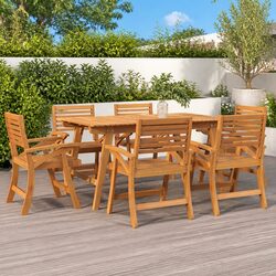 Durable 7-Piece Acacia Wood Garden Dining Set