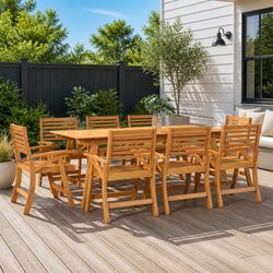 Premium 9 Piece Acacia Wood Garden Dining Set