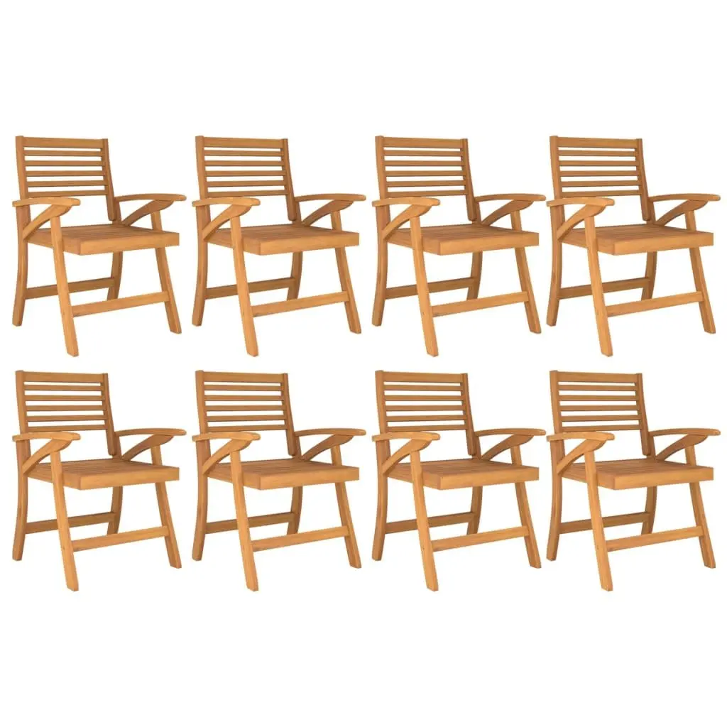 8 Piece Brown Patio Seating Chairs Solid Acacia Wood Outdoor Garden Furniture