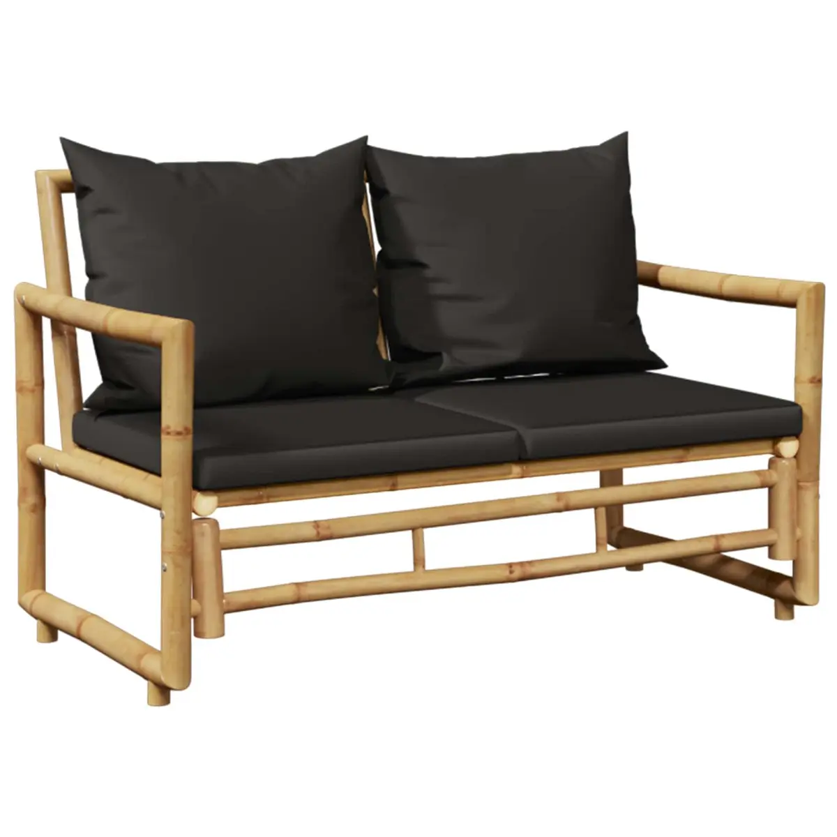 Garden Lounge Set Bamboo 4 Piece Outdoor Furniture Grey Bench Chairs Table Cushions