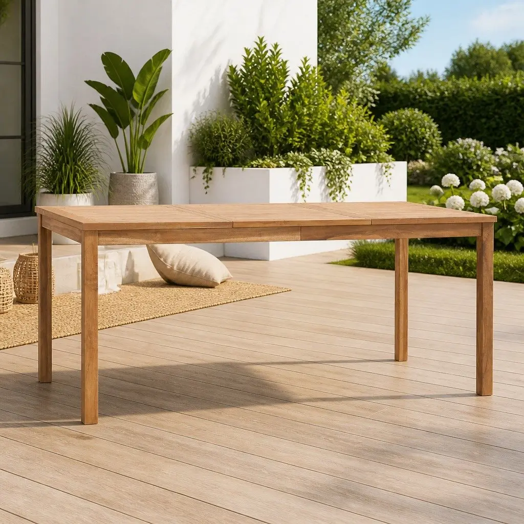 Outdoor Dining Table 180x90x77cm Teak Wood