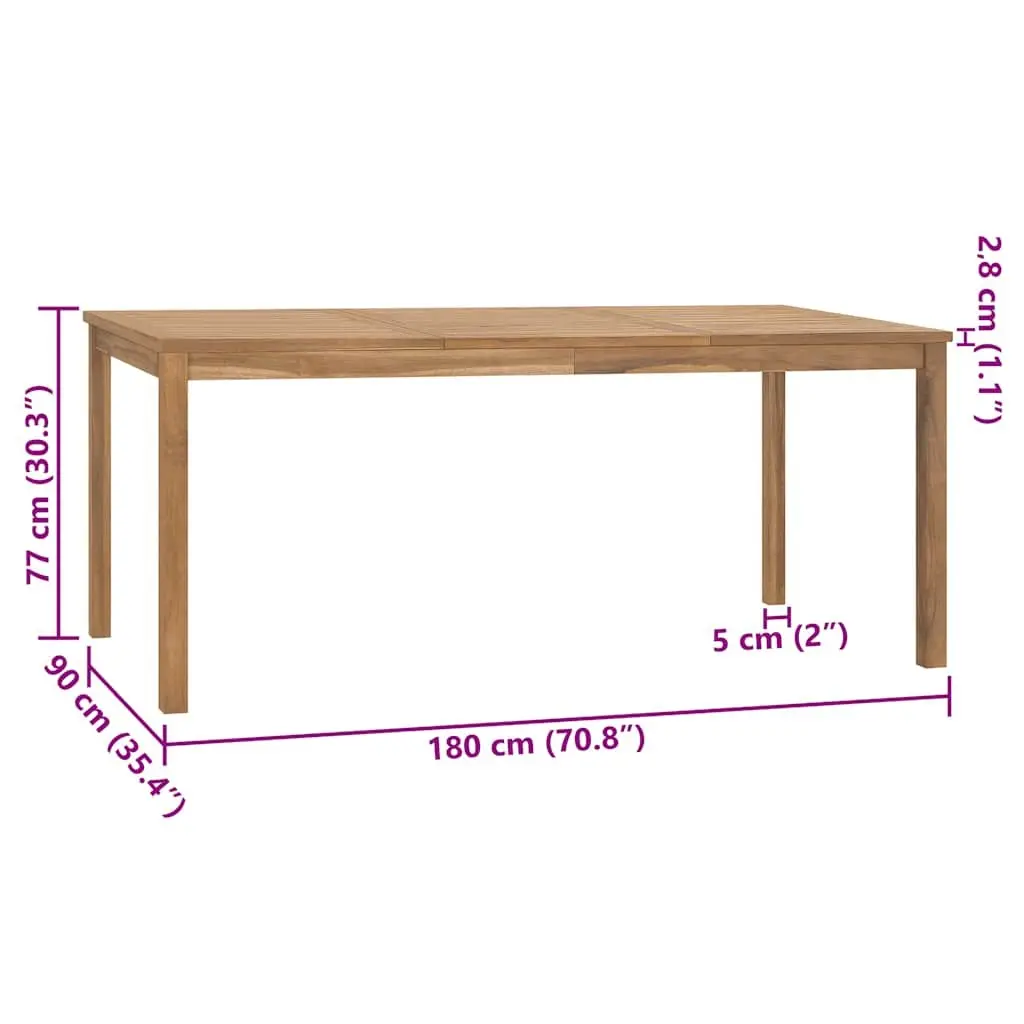 Outdoor Dining Table 180x90x77cm Teak Wood