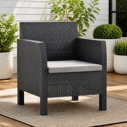 Durable Anthracite Garden Armchair with Comfortable Cushion