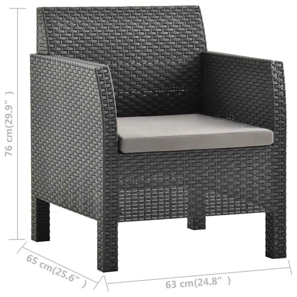 Garden Armchair Outdoor Seating with Cushion Anthracite 63x65x76cm Patio Chair