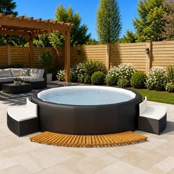 Durable Hot Tub Surround with Rattan and Acacia Wood