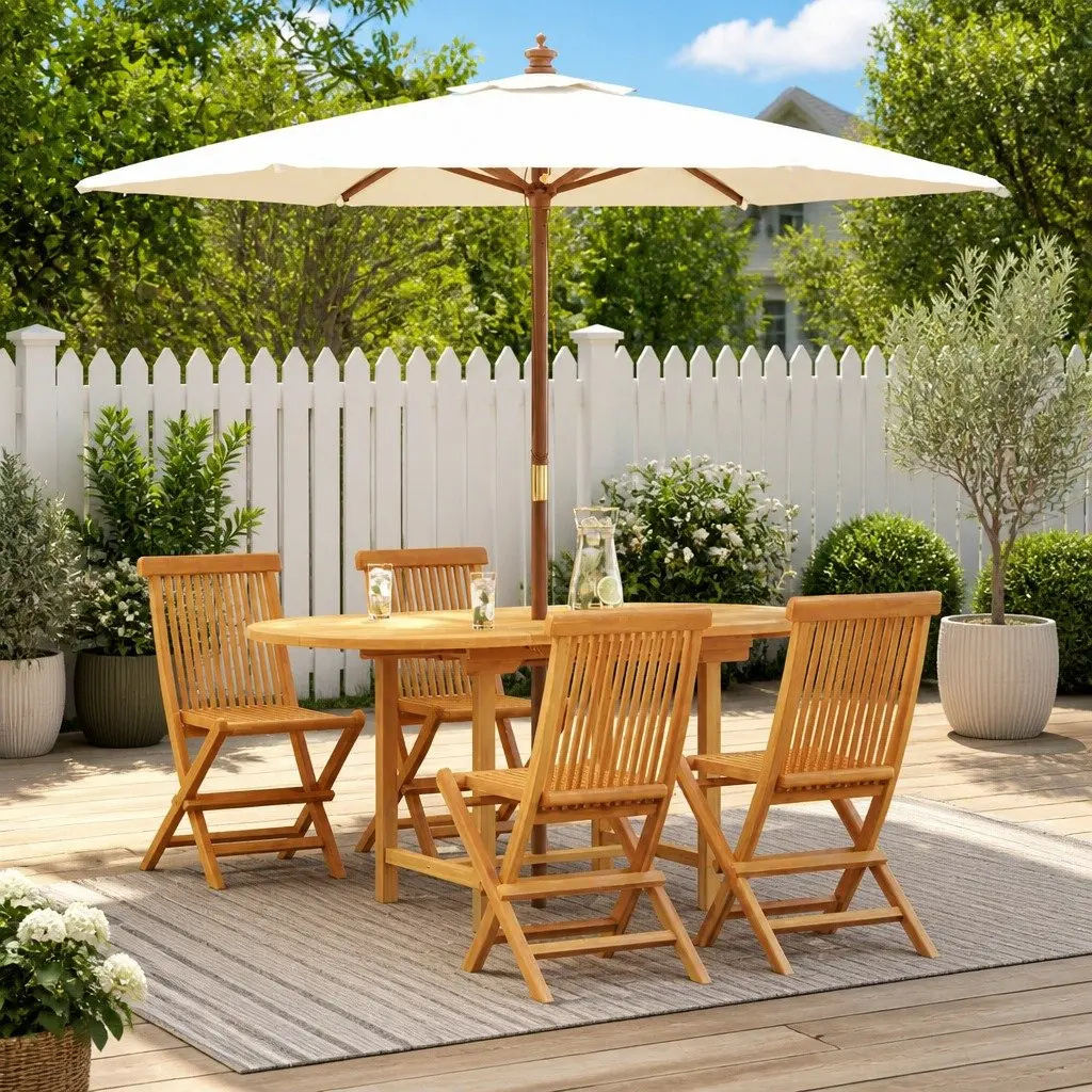 Solid Teak Wood Outdoor Dining Set for 5