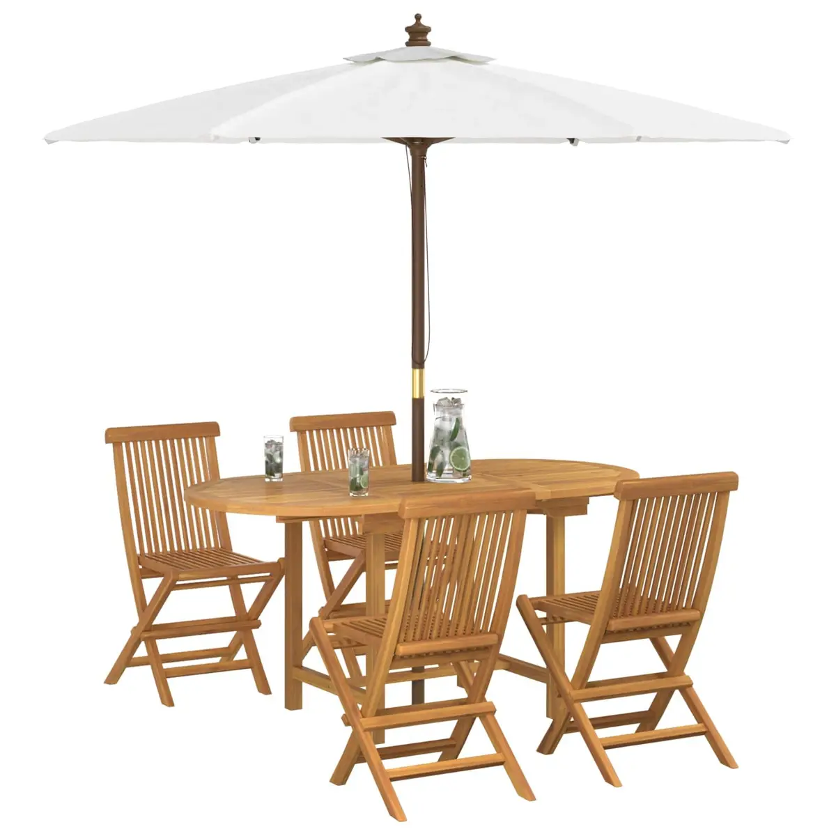 Solid Teak Wood Outdoor Dining Set for 5