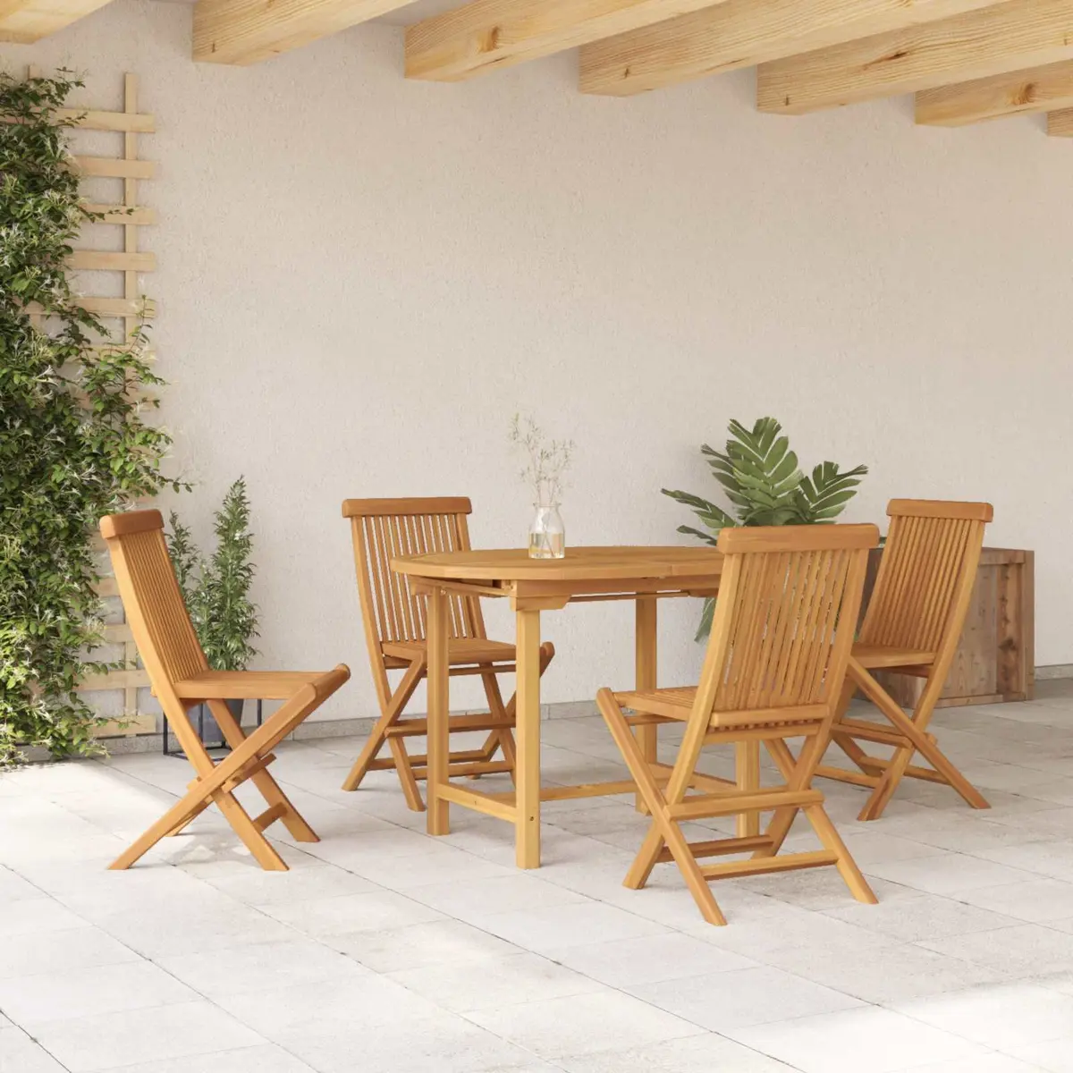 Solid Teak Wood Outdoor Dining Set for 5