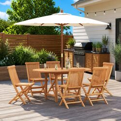 Teak Wood Outdoor Dining Set 7 Pieces with Chairs