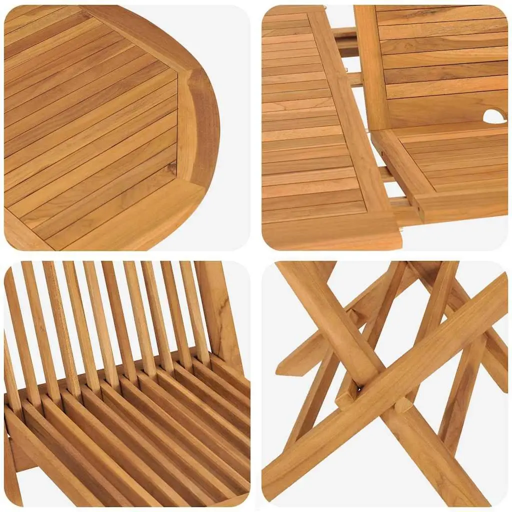 Garden Dining Set Solid Teak Wood 7 Pieces Brown Outdoor Table Chairs