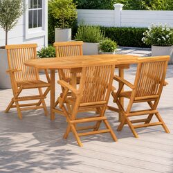 Sturdy 5-Piece Outdoor Dining Set in Teak Wood