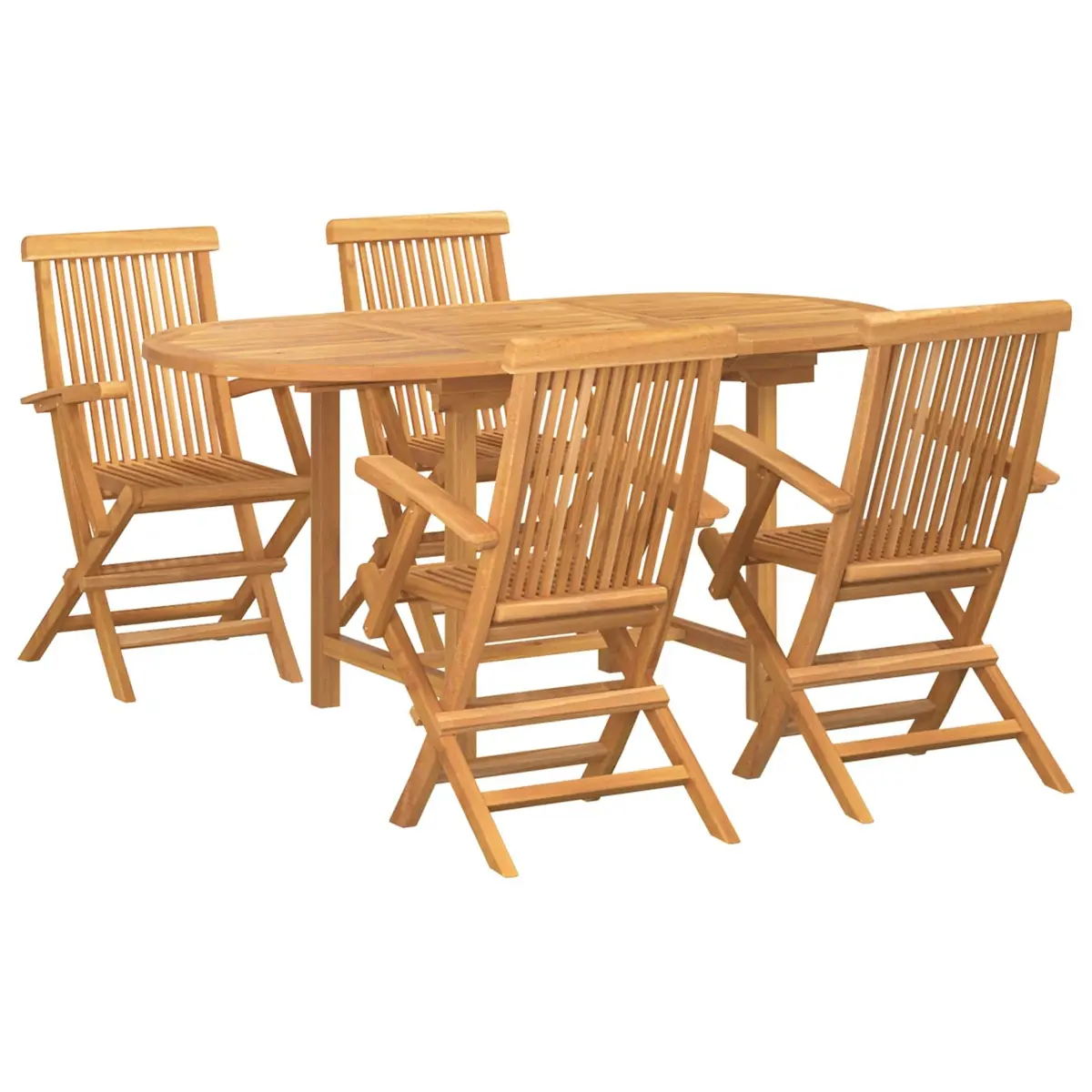 Garden Dining Set Solid Teak Wood 5 Piece Brown Outdoor Furniture