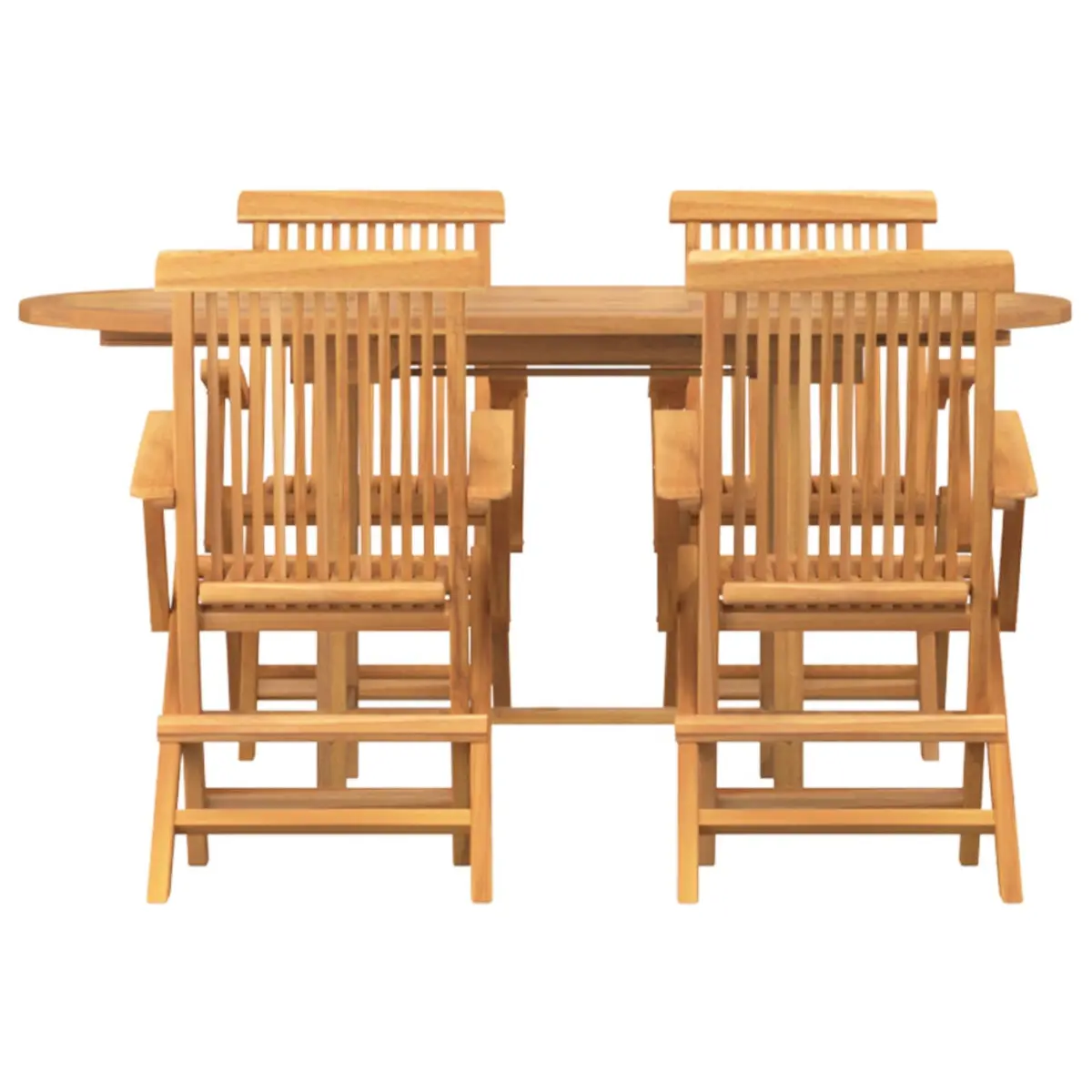 Garden Dining Set Solid Teak Wood 5 Piece Brown Outdoor Furniture