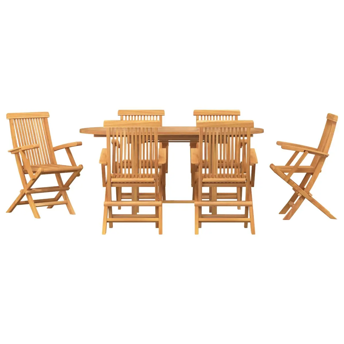 Brown Teak Wood 7-Piece Garden Dining Set