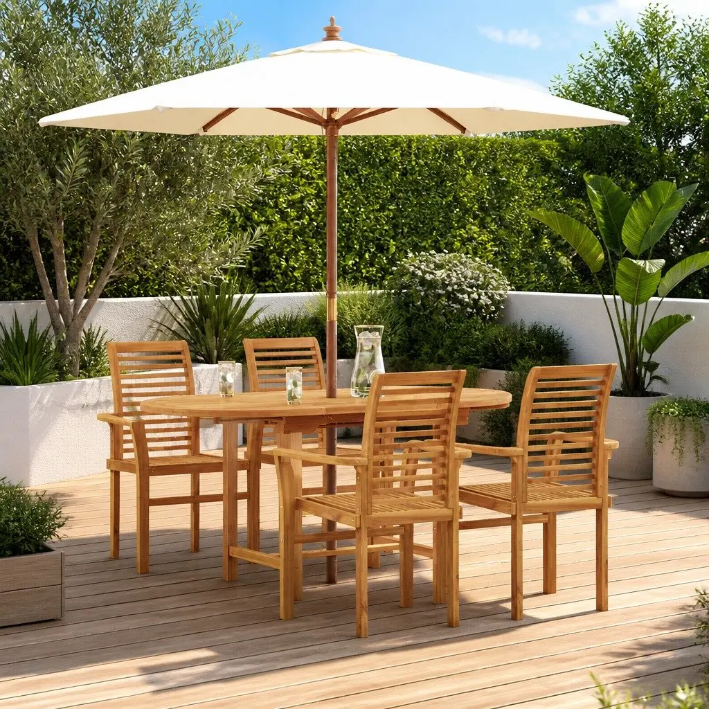 5-Piece Teak Wood Garden Dining Set