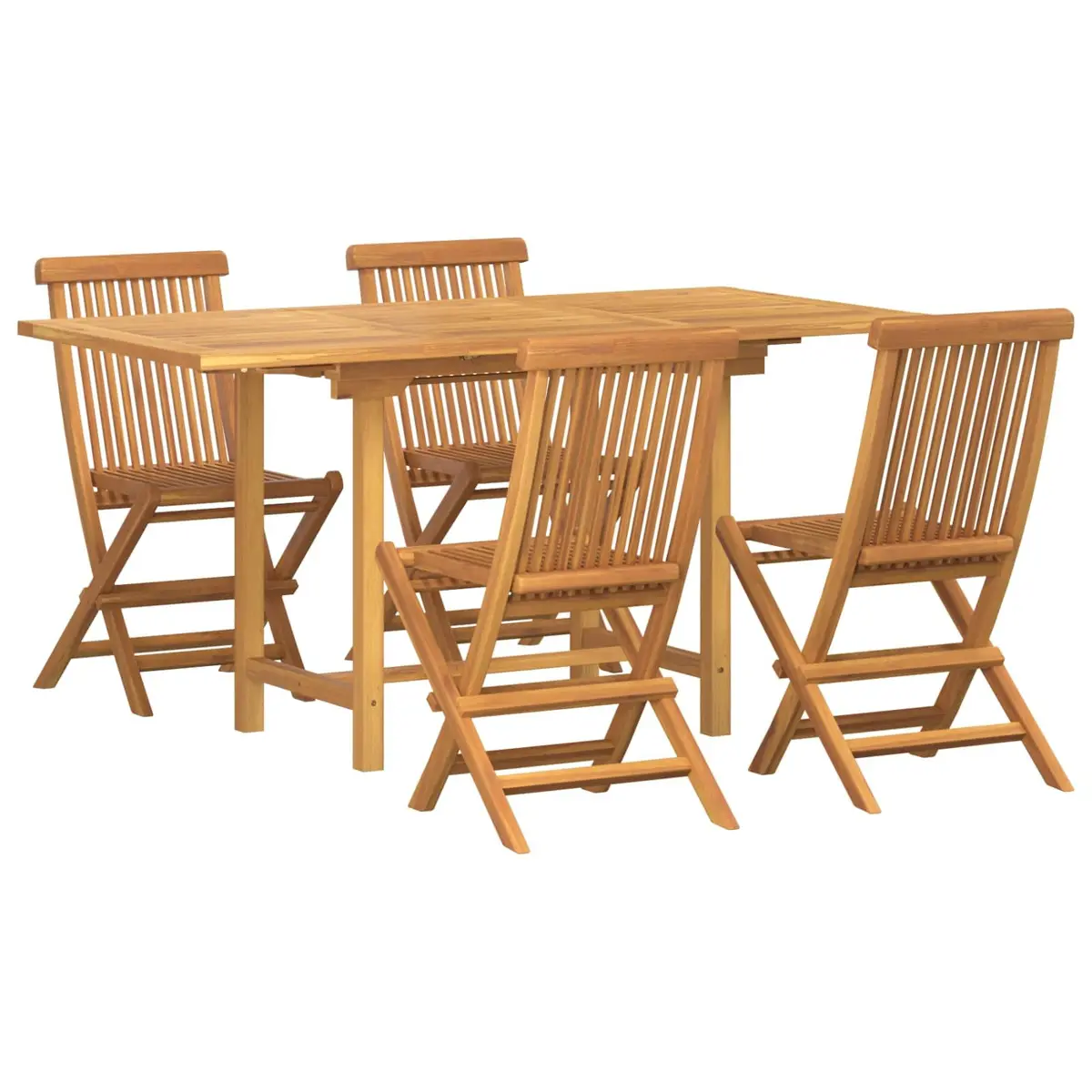 5-Piece Brown Teak Wood Garden Dining Set