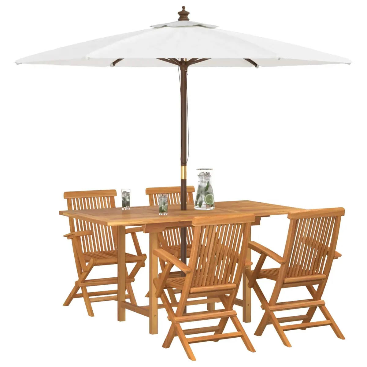 Garden Dining Set Solid Teak Wood 5 Piece Brown