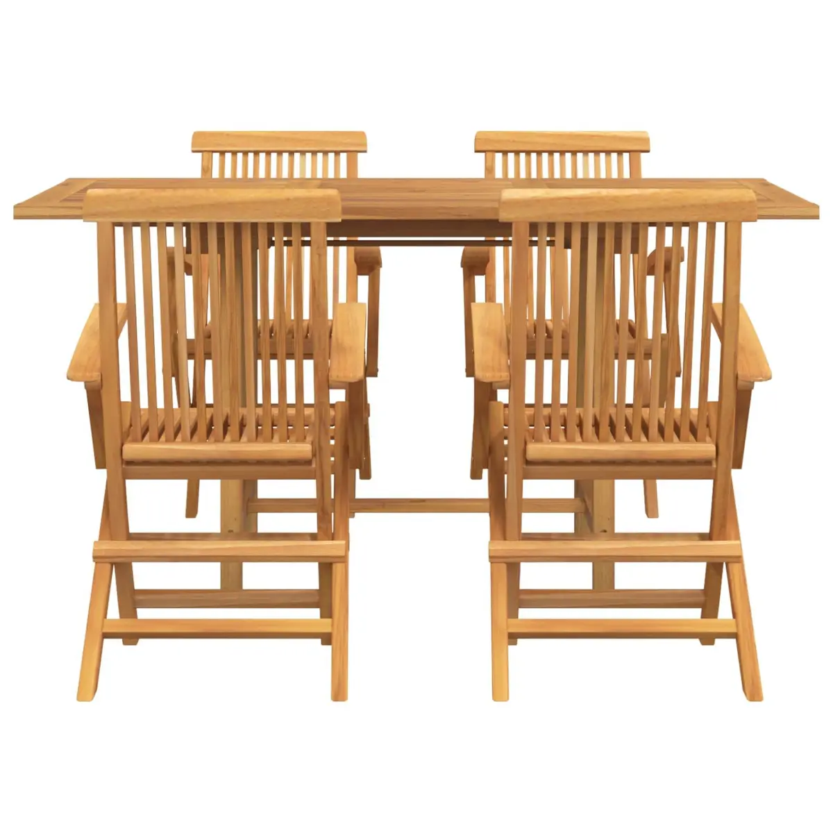 Garden Dining Set Solid Teak Wood 5 Piece Brown