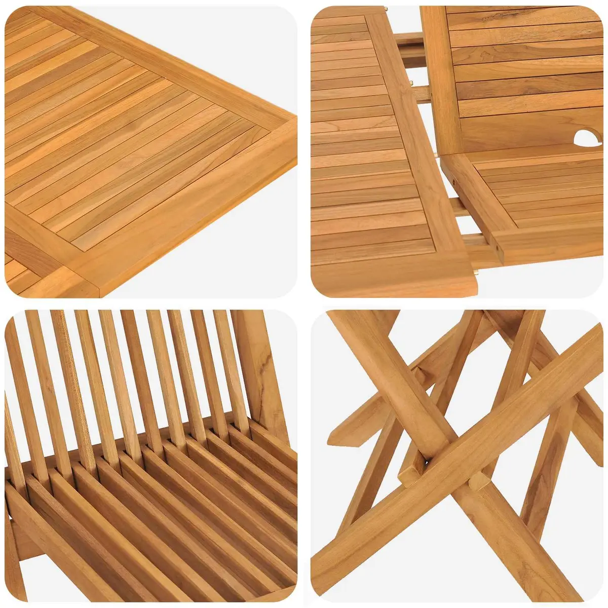 Garden Dining Set Solid Teak Wood 5 Piece Brown