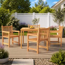 5 Piece Teak Wood Garden Dining Set for Outdoor Enjoyment
