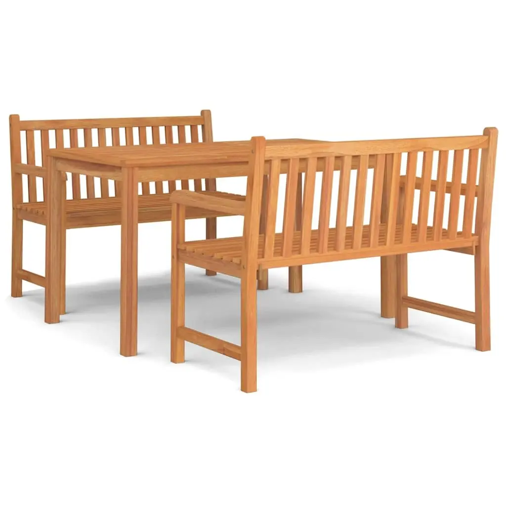 Brown Solid Wood Garden Dining Set 3 Pieces