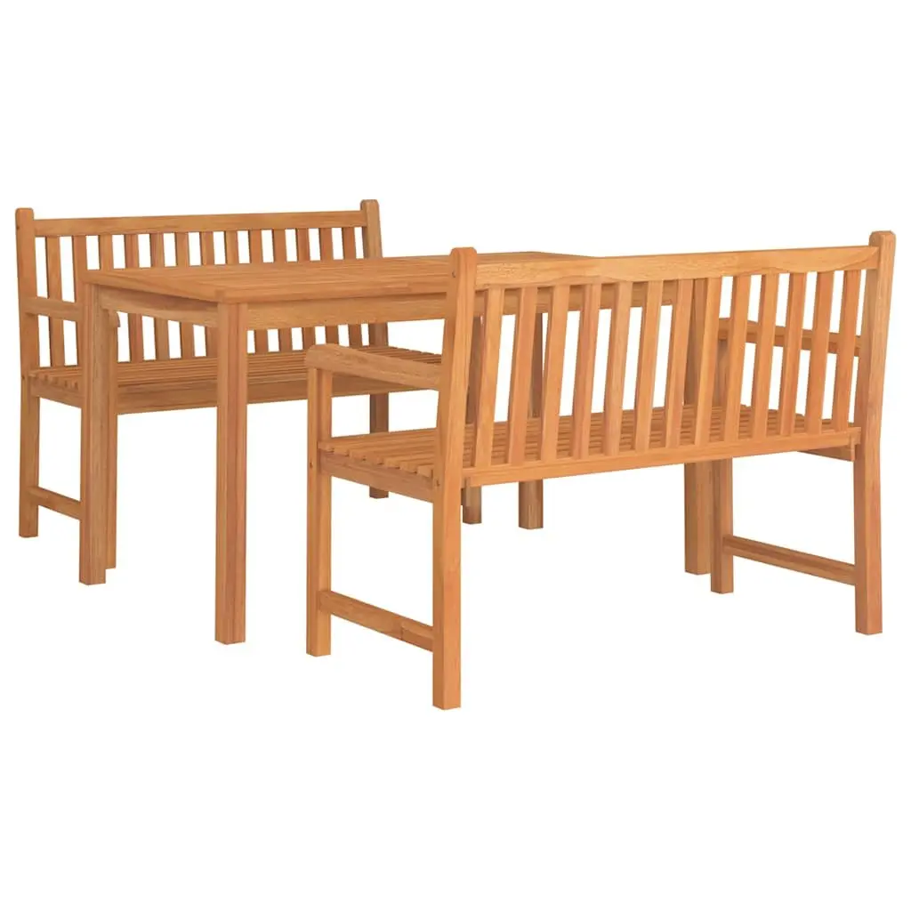Brown Solid Wood Garden Dining Set 3 Pieces
