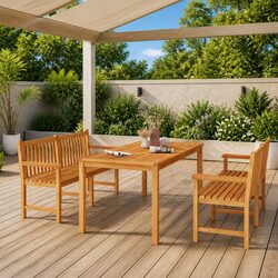 Solid Teak Wood 3 Piece Garden Dining Set for Outdoors