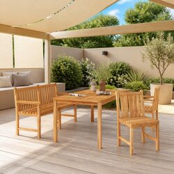 Sturdy 4-Piece Teak Wood Garden Dining Set