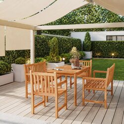 Elegant 5 Piece Wooden Garden Dining Set for Outdoor Use