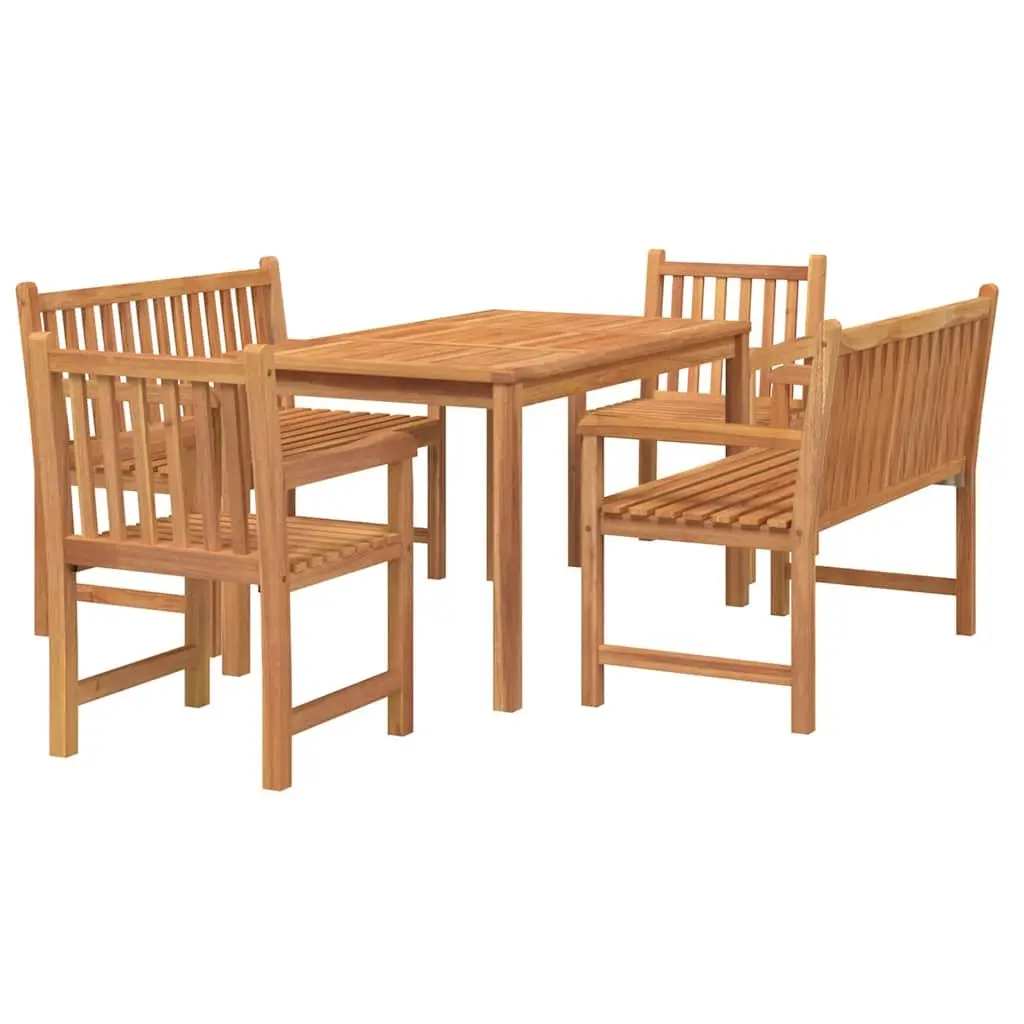 5 Piece Wooden Garden Dining Set for Outdoor Use