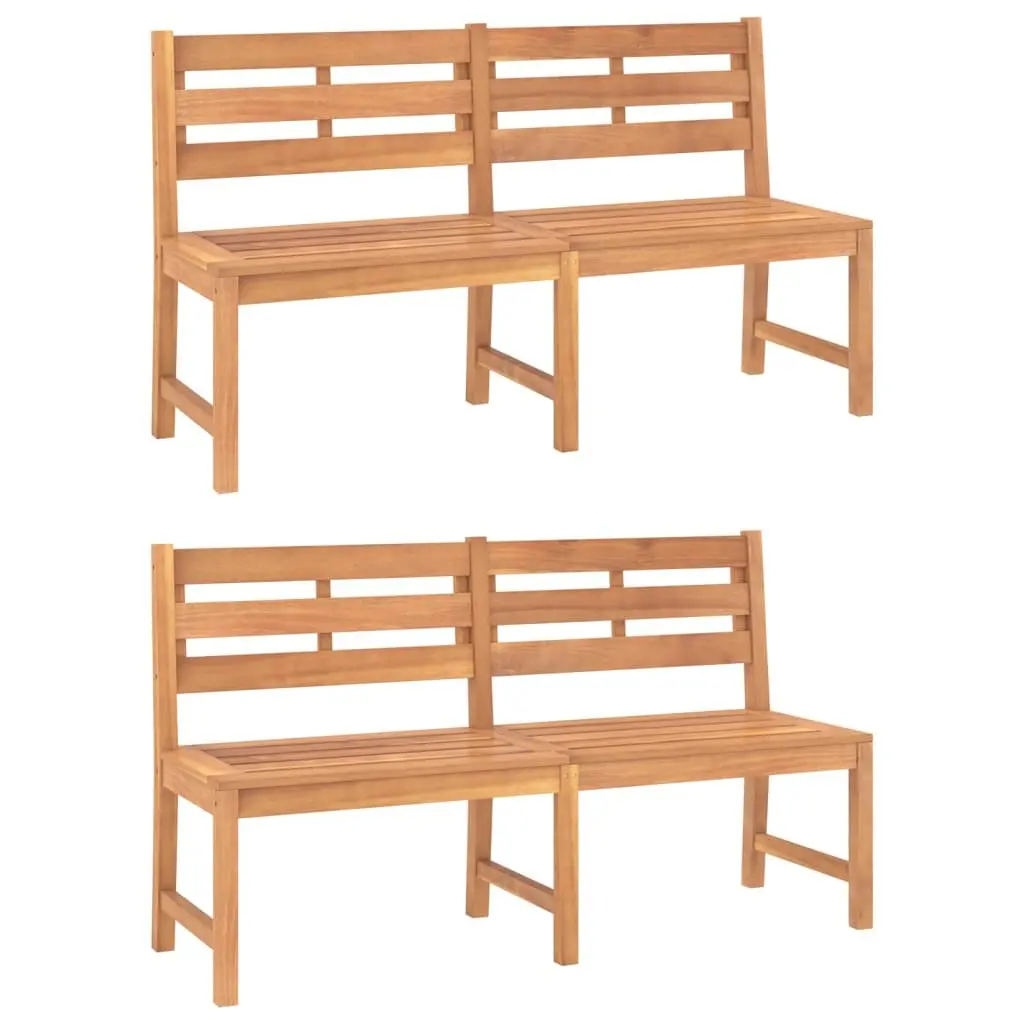 Garden Dining Set Solid Teak Wood 3 Piece Outdoor Furniture Brown Table Benches