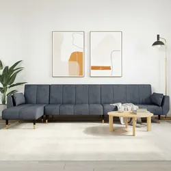 Premium Grey L-Shaped Sofa Bed 275x140x70cm Convertible