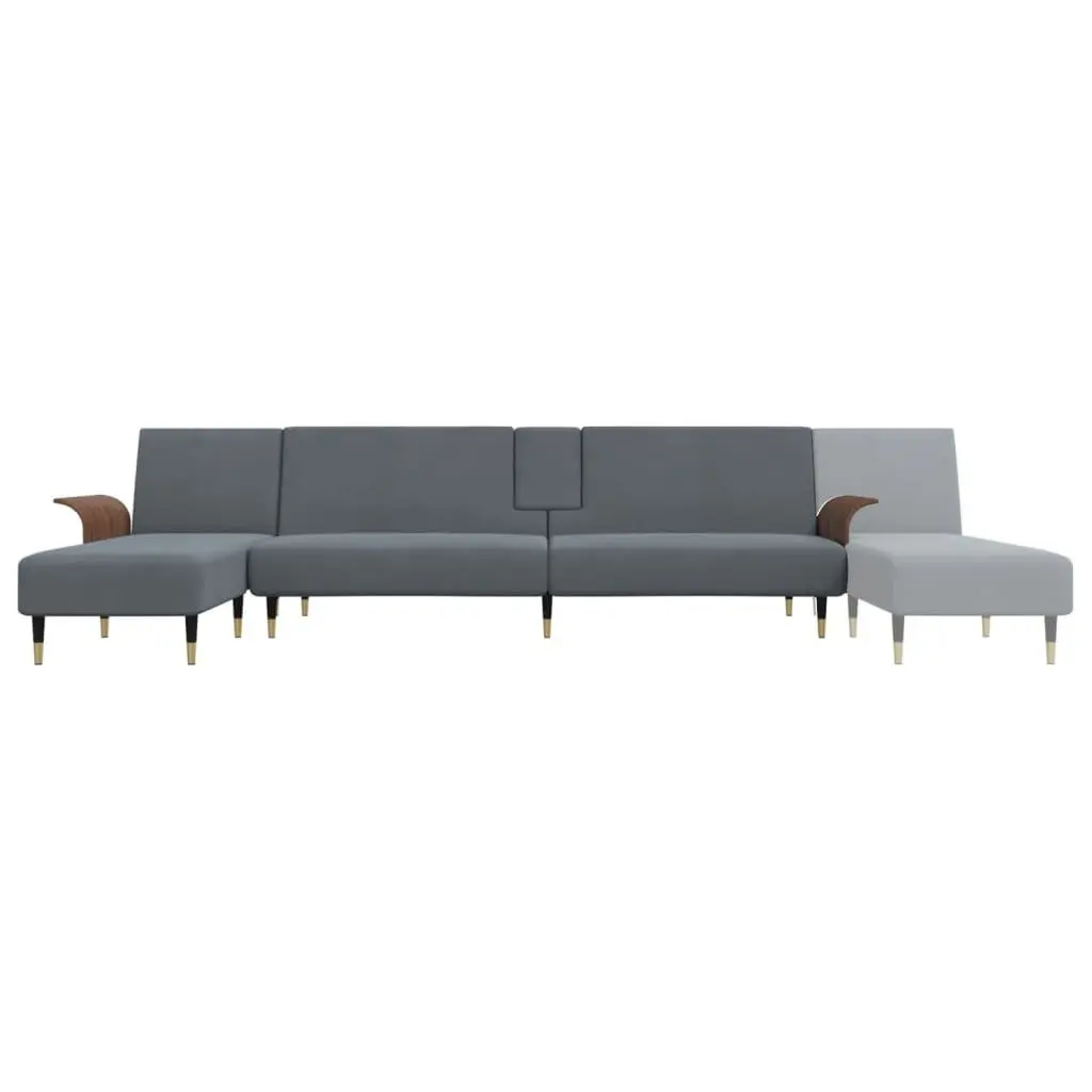 L-Shaped Sofa Bed in Grey with Tea Table