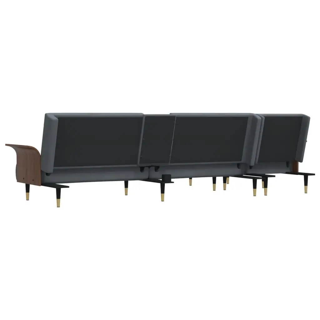 L-Shaped Sofa Bed in Grey with Tea Table