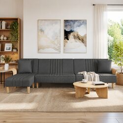 Grey L-Shaped Sofa Bed with Chaise Lounge for Guests