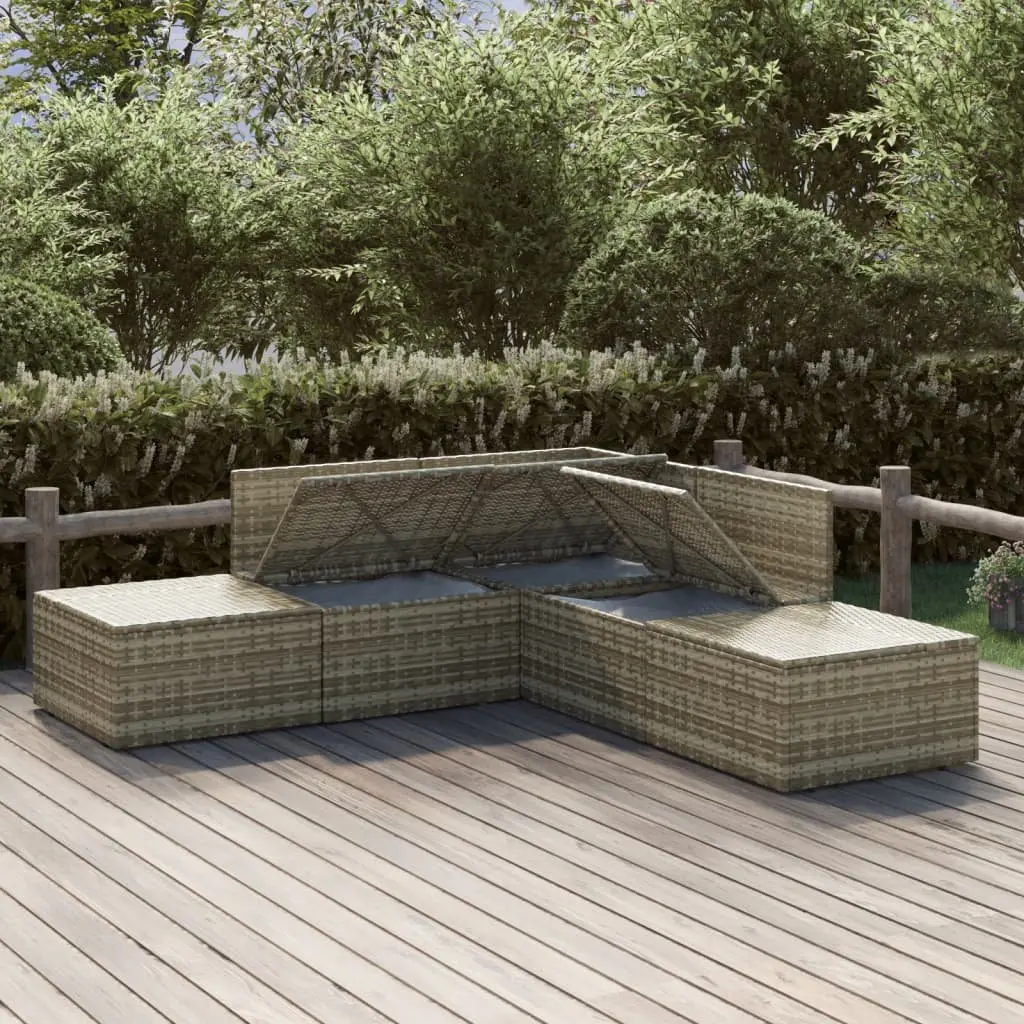 Garden Lounge Set Poly Rattan 5 Piece Outdoor Furniture Grey with Cushions