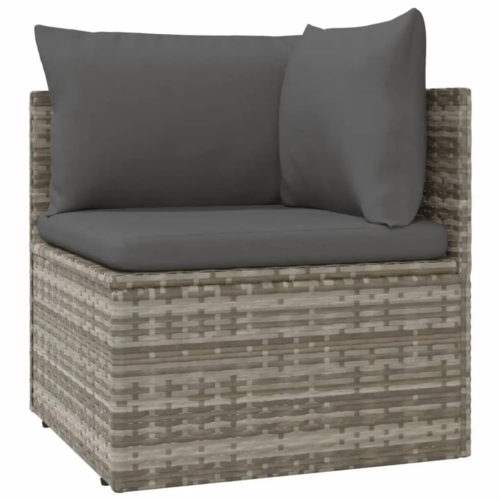 Garden Lounge Set Poly Rattan 5 Piece Outdoor Furniture Grey with Cushions
