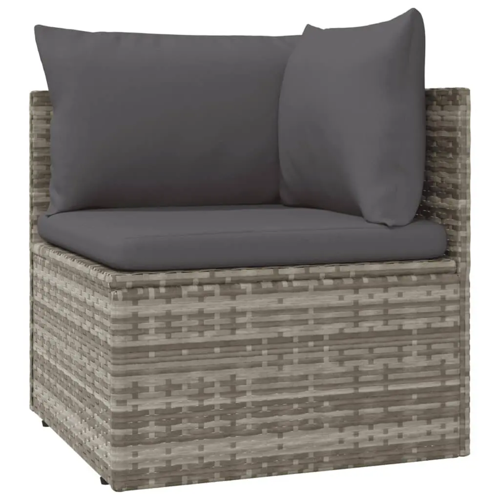 4 Piece Garden Lounge Set Poly Rattan Steel Frame Grey Outdoor Furniture with Cushions