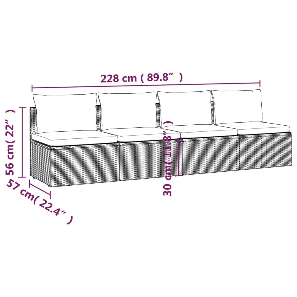 4-Piece Outdoor Garden Lounge Set in Grey