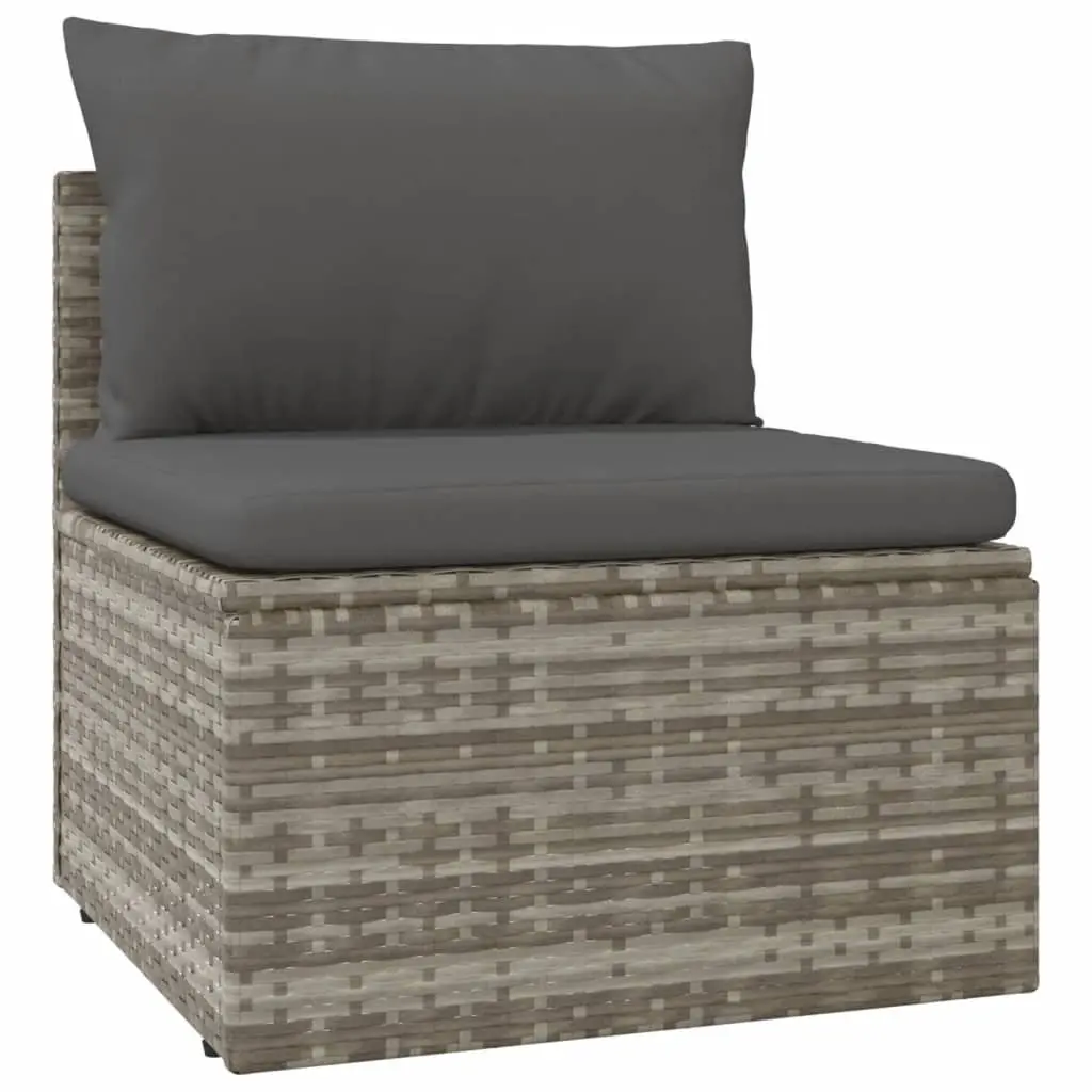 8 Piece Garden Lounge Set Poly Rattan Steel Frame Grey Outdoor Furniture