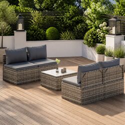 Stylish 5 Piece Grey Outdoor Lounge Set with Cushions