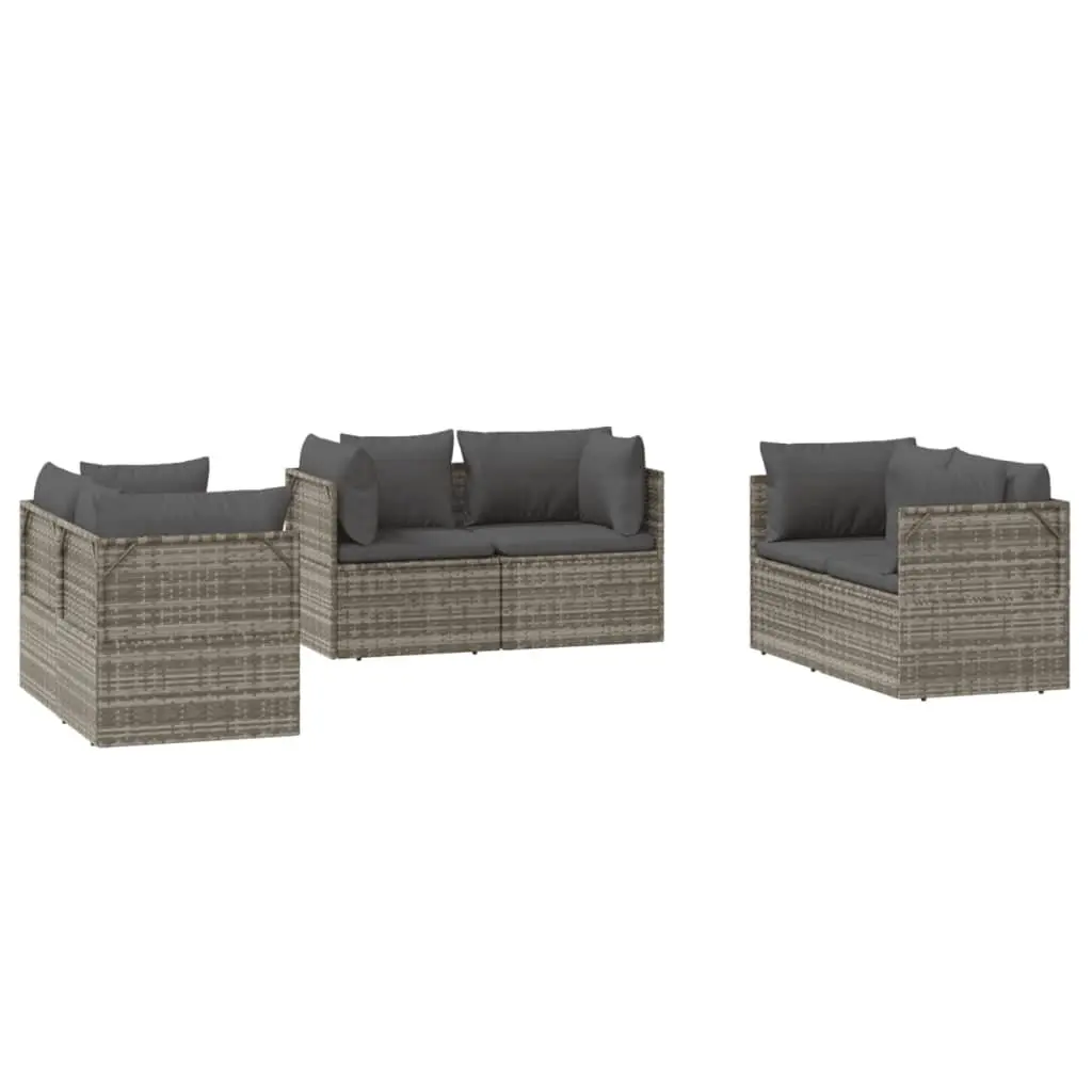 Garden Corner Sofa Set Poly Rattan 6 Piece Grey Outdoor Furniture