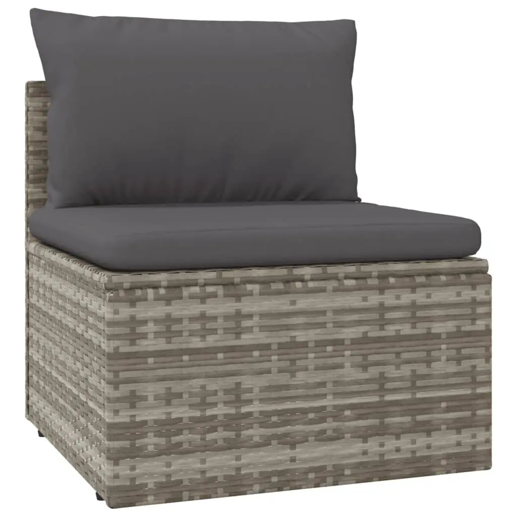Garden Middle Sofas Poly Rattan 57x57x56 cm Grey Outdoor Furniture Set 4 Piece
