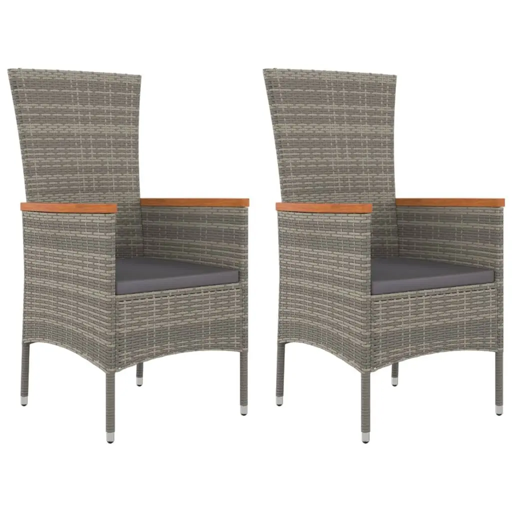 Garden Dining Set PE Rattan 3 Piece Outdoor Furniture with Cushions Grey