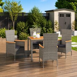 Grey Outdoor Dining Set with Cushions for Garden Use