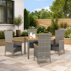 Sturdy 5 Piece Grey Rattan Garden Dining Set