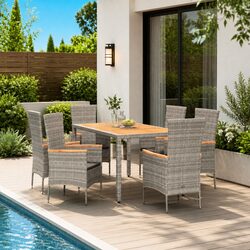 Stylish 7 Piece Outdoor Dining Set with Cushions