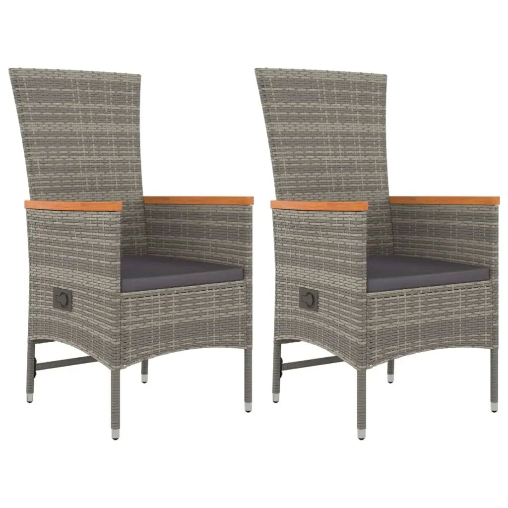 3-Piece Outdoor Dining Set with Grey Rattan Chairs