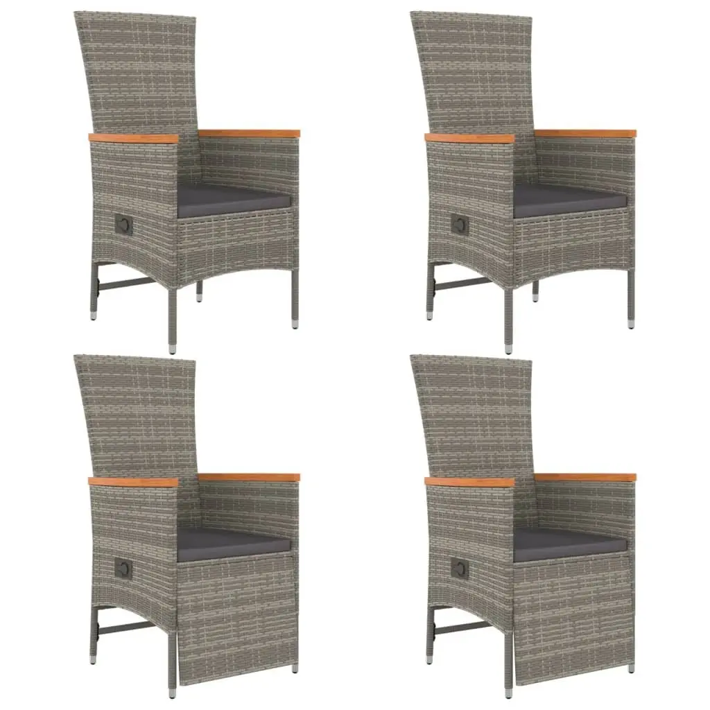 5 Piece Garden Dining Set with Grey Poly Rattan Chairs