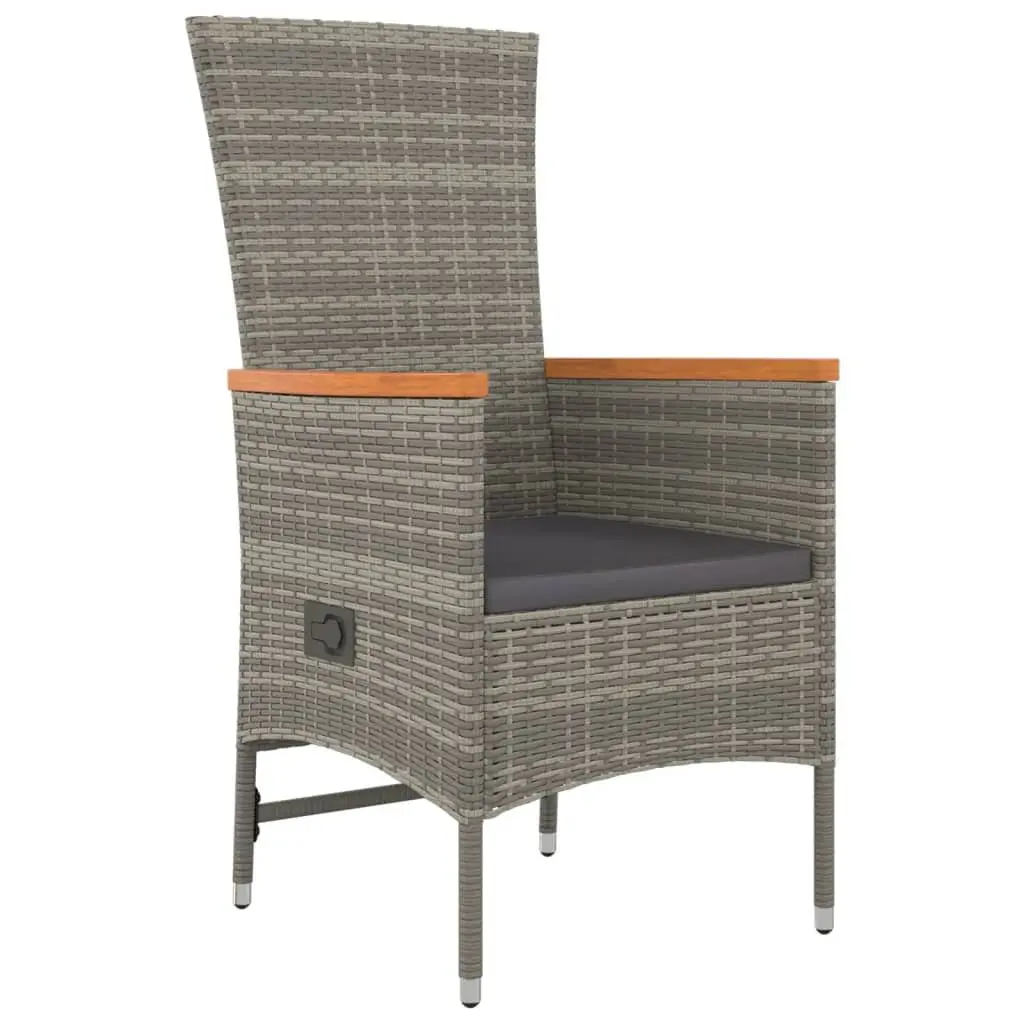 5 Piece Garden Dining Set with Grey Poly Rattan Chairs
